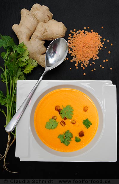 Rezept mit Bild für Linsensuppe mit Kokos - foolforfood.de