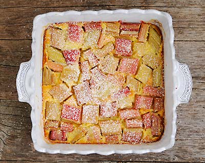 Rezept mit Bild für Rhabarber Clafoutis