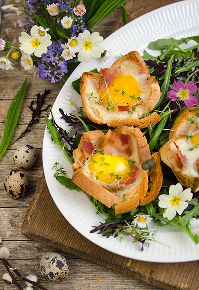 Rezept mit Bild für Toast-Nester mit Ei und Bacon - foolforfood.de