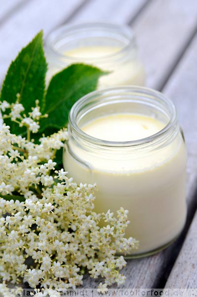 Rezept mit Bild für Panna Cotta mit Holunderblüten - foolforfood.de