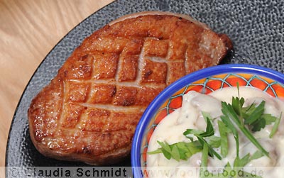 Entenbrust mit Bechamel-Kastanien