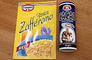 Zafferano - Safran und Kakaopulver
